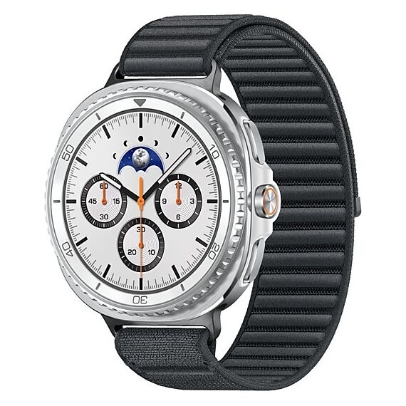 Galaxy Watch8 Classic | 46 мм | White | Fabric/Graphite | S/M, Размер: 46 мм, Цвет: White, Тип ремешка: Fabric, Цвет ремешка: Graphite, Размер ремешка: S/M, Подключение часов: Bluetooth / Wi-Fi
